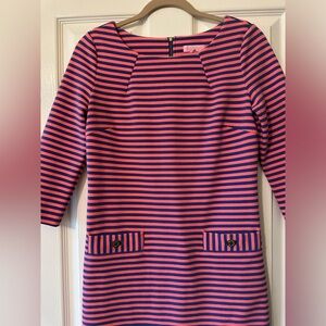 Lilly Pulitzer Orange & Blue Striped 3/4 Sleeve Mini Dress